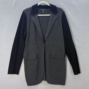 Lauren‎ Ralph Lauren Sweater Blazer Gray Black SZ X-Large Quiet Luxury, Classic